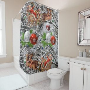 Shower Curtain Santa