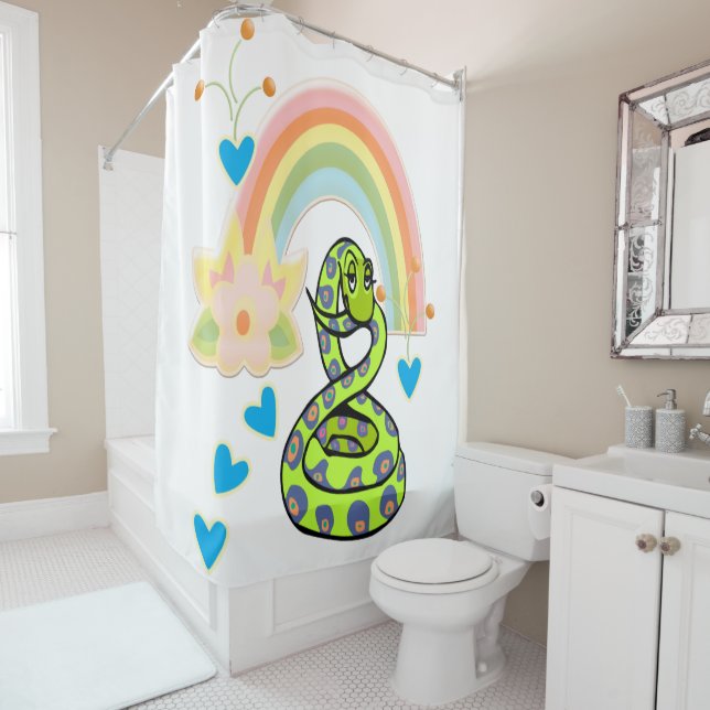 Shower Curtain Snake Rainbow Floral (In Situ)