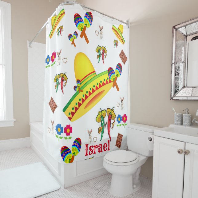 Shower Curtain Sombrero Hot Peppers (In Situ)