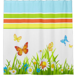 Shower Curtain/Spring Butterflies and Flowers