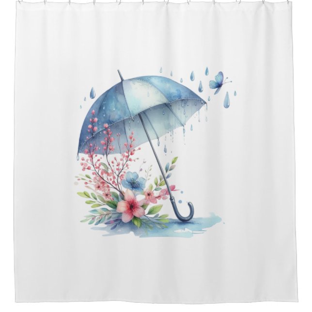 Shower Curtain-Spring Umbrella Bathroom Set (Front)