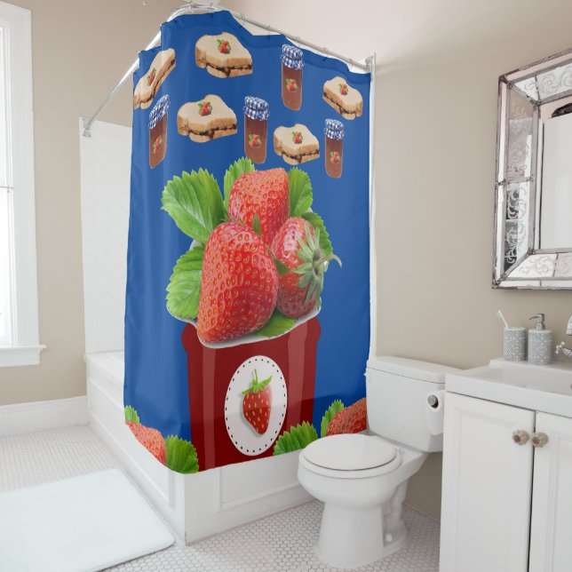 Shower Curtain Strawberry Jam Peanut Butter (In Situ)