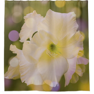 Shower Curtain Sword Lily Green Bokeh