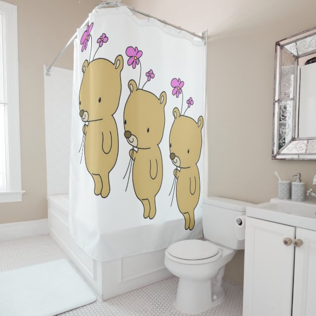 Shower Curtain Teddy Bear Floral (In Situ)