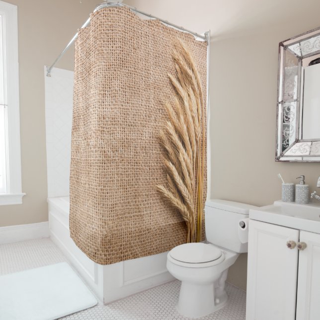 Shower Curtain Wheat on Burlap Sack Country Rustic (In Situ)