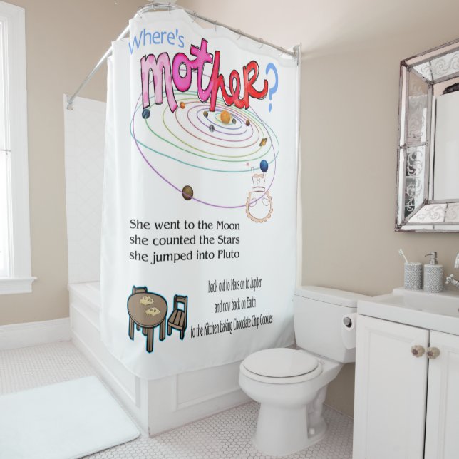 Shower Curtain Where's Mom?  (In Situ)