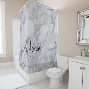 Shower Curtain White Marble