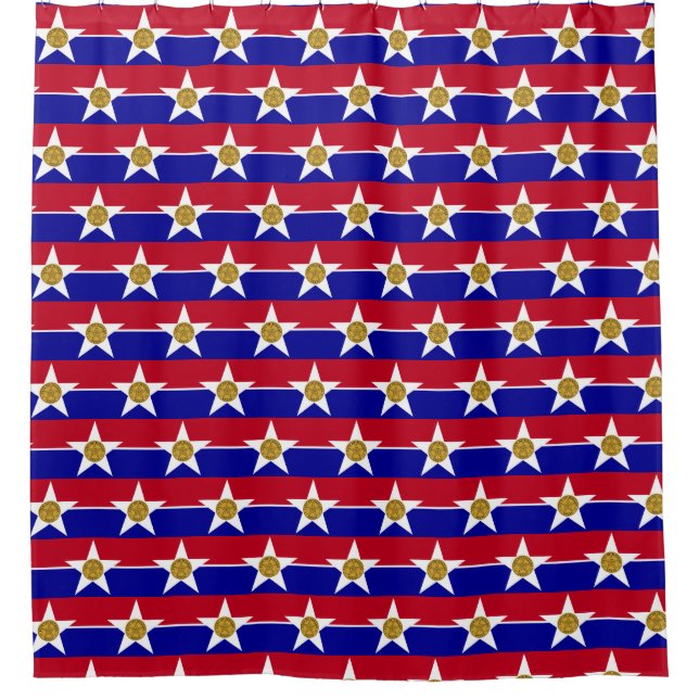 Shower Curtain with Flag of Dallas (Front)