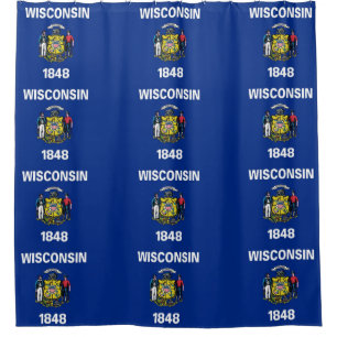 Shower Curtain with Flag of Wisconsin, USA