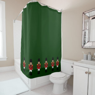 Shower Curtain with Nutcrackers Lining the Bottom