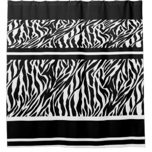 Shower Curtain/Zebra Print Black and White