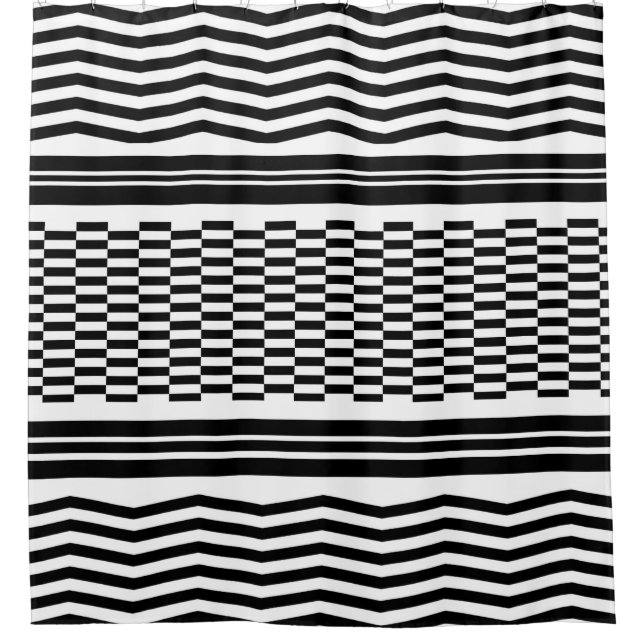 Shower Curtain/Zig Zags and Chequered (Front)