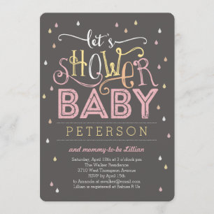 Shower Drops Baby Shower Invitation - Pink