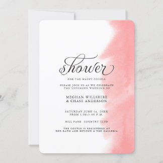 Shower Invite | Coral Rose Watercolor Stroke