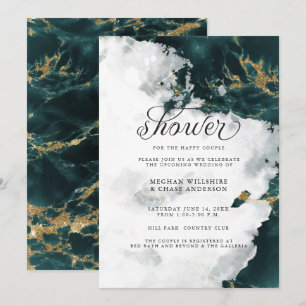 Shower Invite   Smokey Teal Watercolor Geode