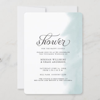 Shower Invite | Teal Green Watercolor Stroke