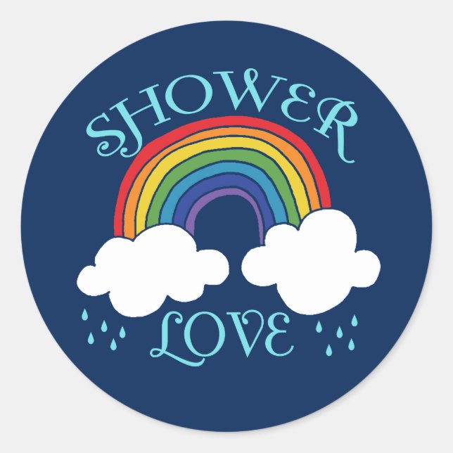 Shower Love Rainbow Classic Round Sticker (Front)
