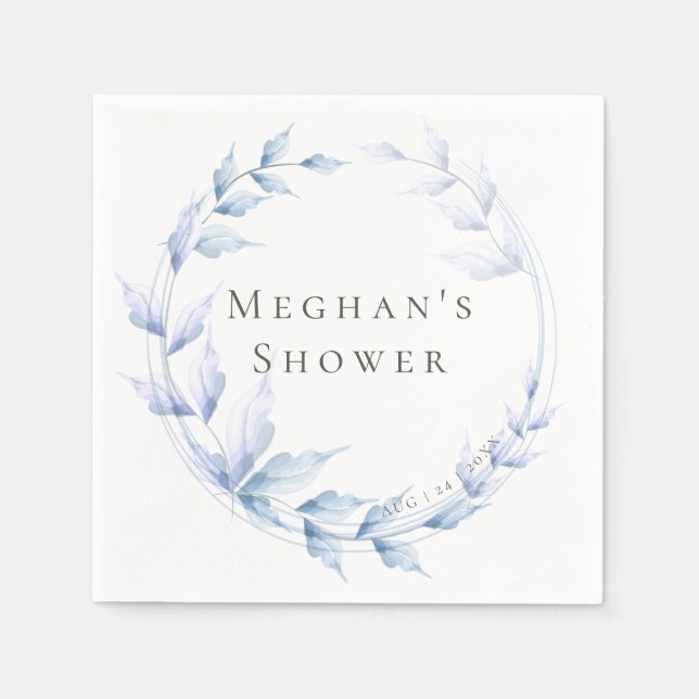 Shower Luncheon Dusty Blue and Pale Lilac Foliage Napkin (Front)