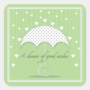 Shower of Hearts Green Baby Shower Sticker