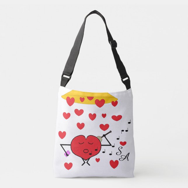Shower of Hearts White: Crossbody Bag (Front)
