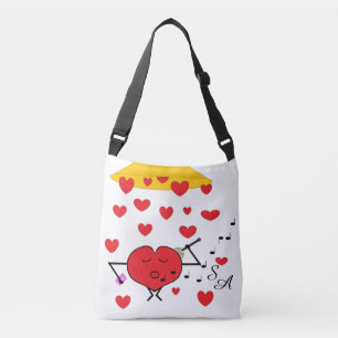 Shower of Hearts:  White  Crossbody Bag