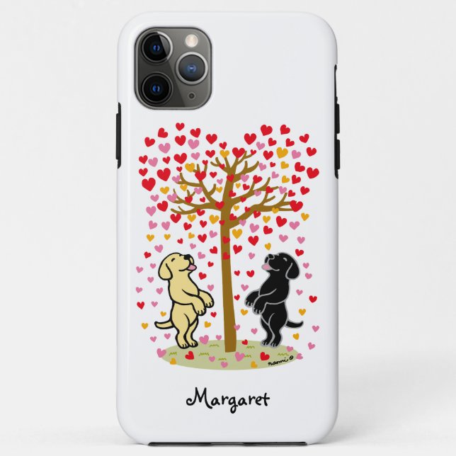 Shower of Hearts Yellow and Black Labrador Couple Case-Mate iPhone Case (Back)