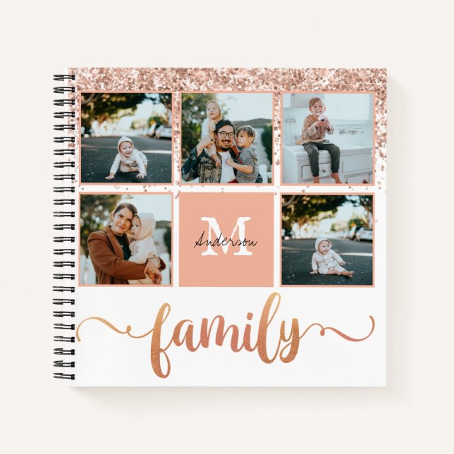 Shower of Pink Glitter Several Photos Collage Note Notebook (Front)