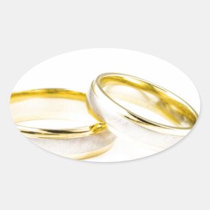 Shower Party Bride Groom Love Wedding Rings Oval Sticker