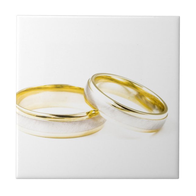 Shower Party Bride Groom Love Wedding Rings Tile (Front)