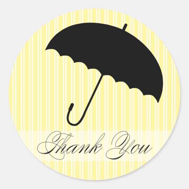 Shower Thank You Yellow Umbrella Sticker (Front)