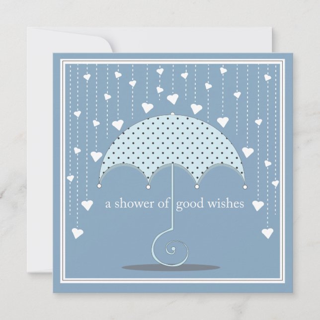 Shower the Hearts Blue Baby shower Invitation (Devant)