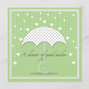 Shower the Hearts Green Baby shower Invitation