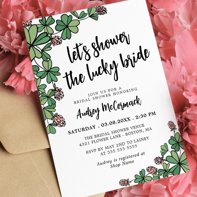 Shower the Lucky Bride Clover Bridal Shower Invitation (Creator Uploaded)