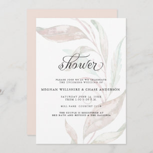 SHOWER Wisp of Colour Pale Coral Foliage Invitation