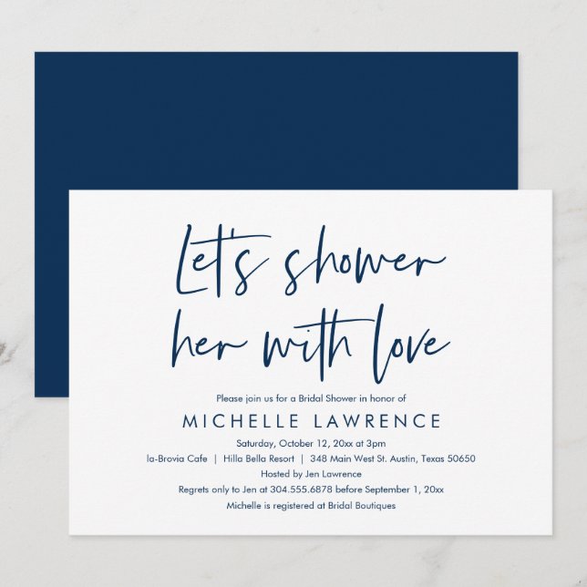 Shower with love, Modern Casual Bridal Shower Invi Invitation (Front/Back)