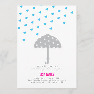 Shower with Umbrella and Hearts Invitation