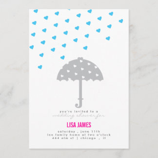 Shower with Umbrella and Hearts Invitation