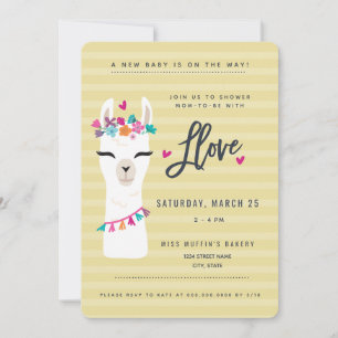Showered in Llove // LLama baby shower Invitation