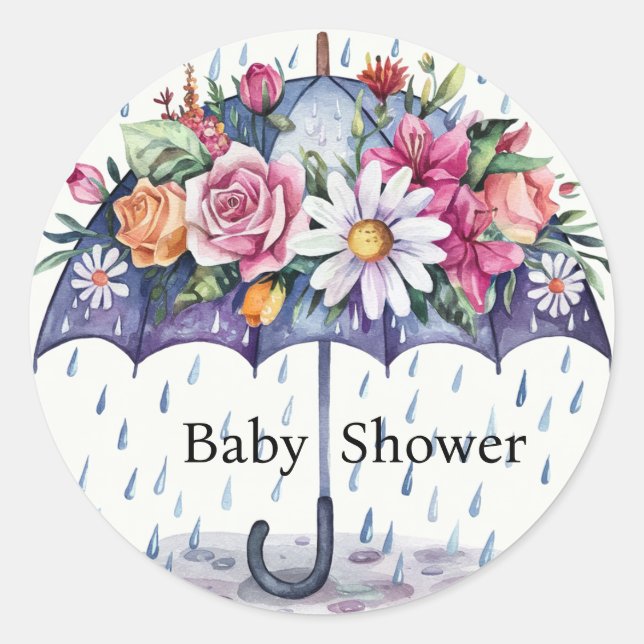 Showered with Flowers Baby Shower Classic Round Sticker (Front)