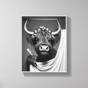Showering Highland Heifer Canvas Print