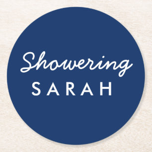 Showering the Mom-to-Be Baby Shower Coaster Navy