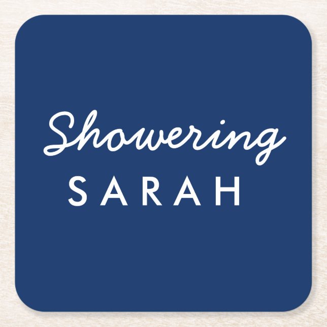 Showering the Mom-to-Be Baby Shower Coaster Navy (Front)