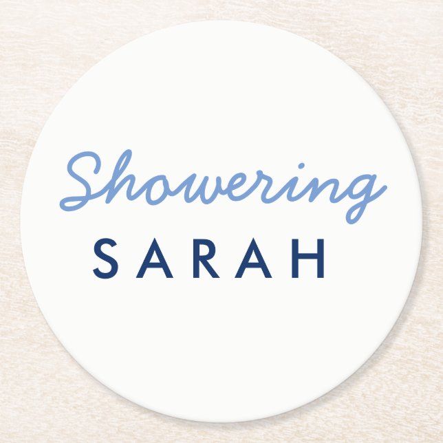 Showering the Mom-to-Be Baby Shower Coaster White (Front)