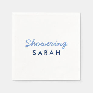 Showering the Mom-To-Be Cocktail Napkins Blue