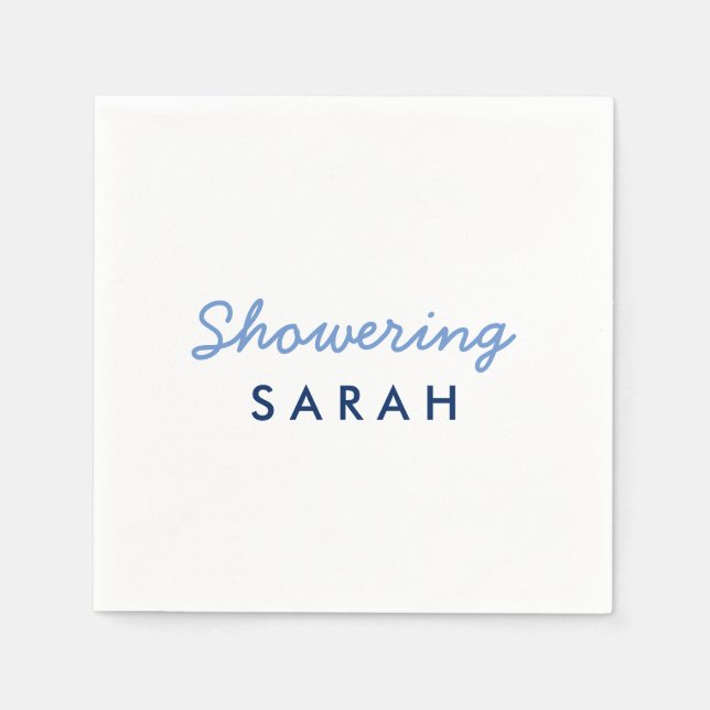 Showering the Mom-To-Be Cocktail Napkins Blue (Front)