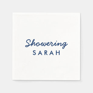 Showering the Mom-To-Be Cocktail Napkins Navy Blue