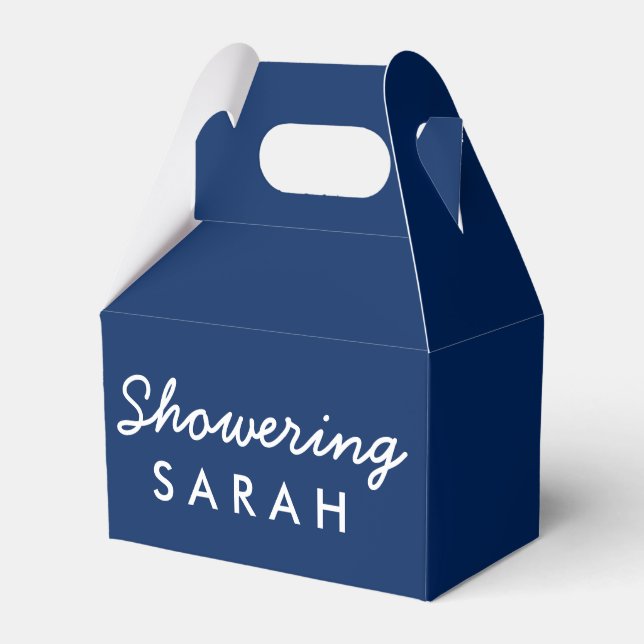 Showering the Mom-To-Be Tent Favour Box - Navy Blu (Front Side)