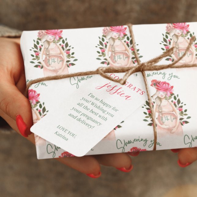 Showering You With Love Gift Tag (Congratulate a special mommy to be with these personalized, "Showering you with love" gift tags! )
