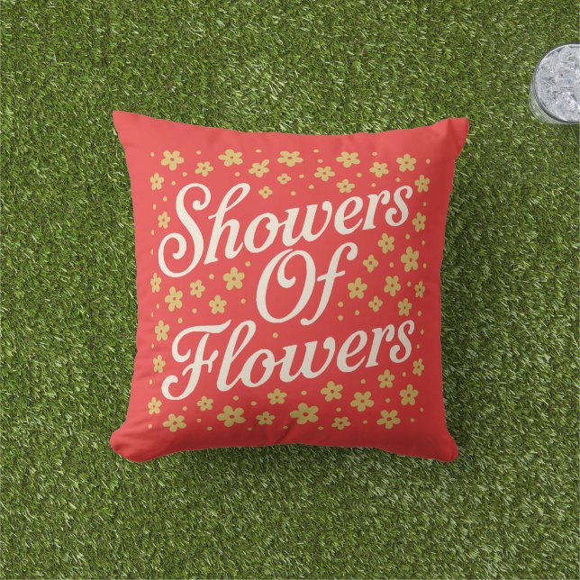 Showers Of Flowers Word Art  Outdoor Pillow (Grass)