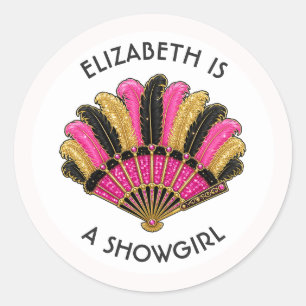 Showgirl Personalized Las Vegas Bachelorette Classic Round Sticker